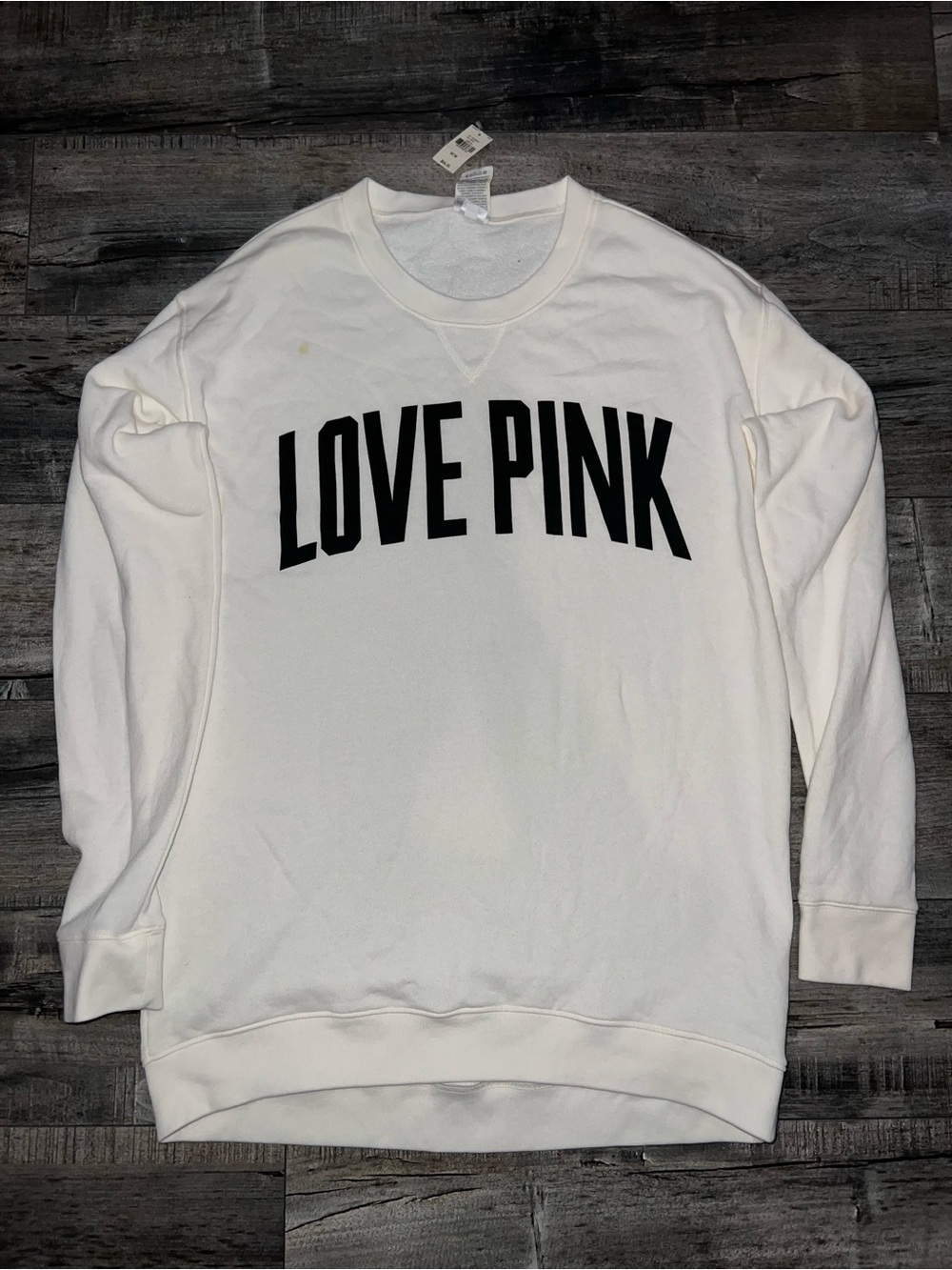 LOVE PINK cream Crewneck Sweatshirt